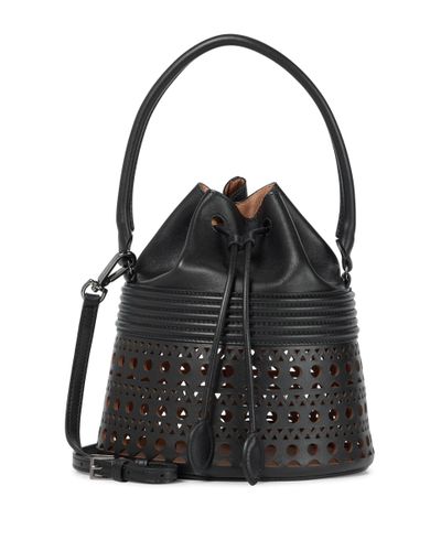 Alaïa Corset Small Leather Bucket Bag - Black
