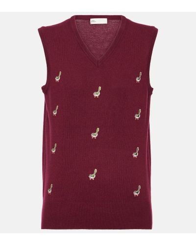 Tory Sport Embroidered Cashmere Sweater Vest - Purple