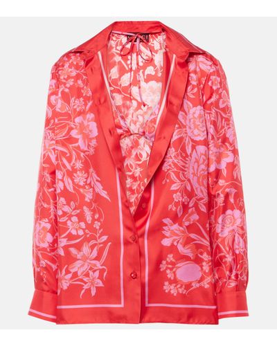 Gucci Floral Silk Shirt - Red