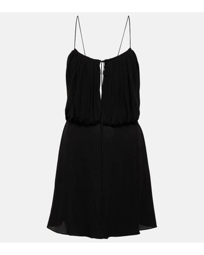 Saint Laurent Vestido corto en crepe - Negro