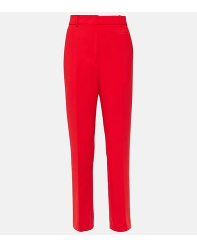 Sportmax Roagna High-rise Wool-blend Straight Trousers - Red