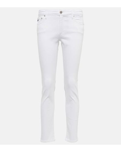 AG Jeans Prima Ankle Mid-rise Slim-fit Jeans - White