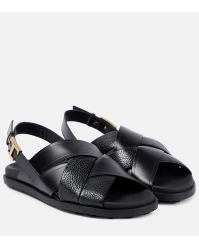 Tod's Woven Leather Sandals - Black
