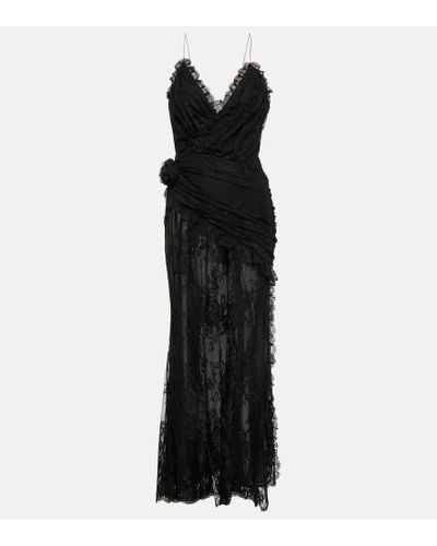 Alessandra Rich Kleid aus floraler Spitze - Schwarz