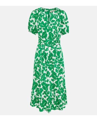 Diane von Furstenberg Abito midi Lindy in cotone con stampa - Verde