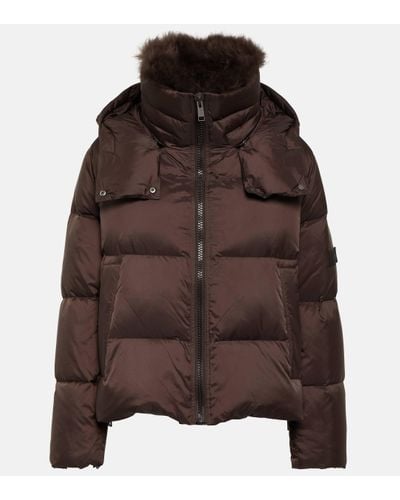 Yves Salomon Shearling-trimmed Hooded Down Jacket - Brown