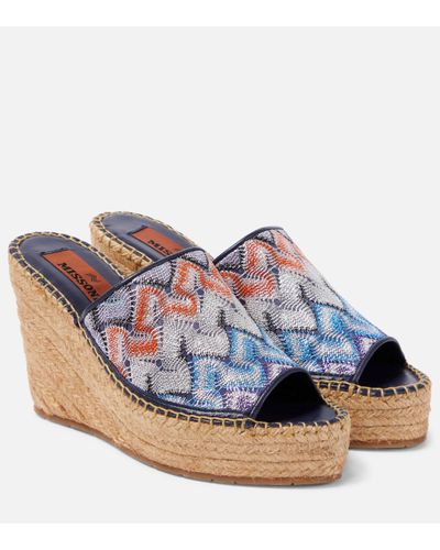 Missoni Zig-zag Espadrille Wedges - Blue