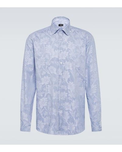 Etro Camisa de algodon floral con paisley - Azul