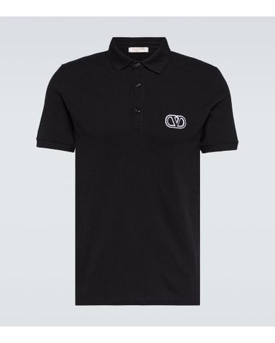 Valentino Vlogo Cotton Polo T-shirt - Black