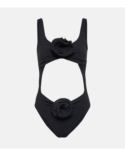Magda Butrym Floral-applique Cutout Swimsuit - Black