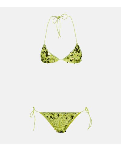Oséree Sequined Triangle Bikini - Green