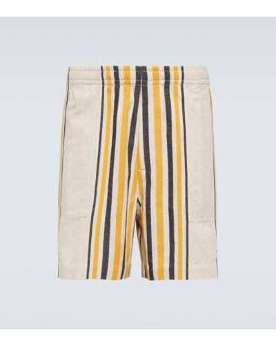 Bode Namesake Striped Cotton Shorts - Metallic