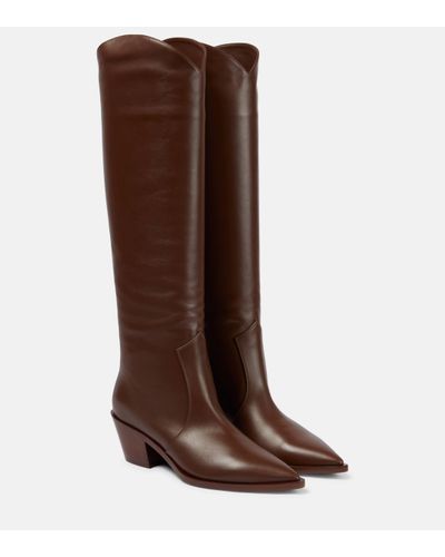 Gianvito Rossi Leather Cowboy Boots - Brown