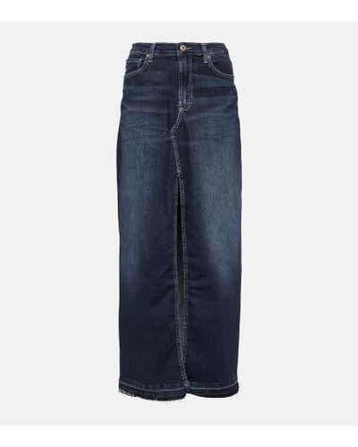 AG Jeans Gonna lunga di jeans a vita alta - Blu