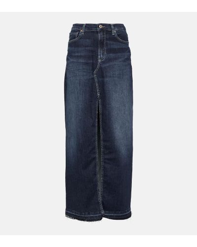 AG Jeans Falda larga de denim de tiro alto - Azul