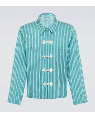 Bode Hemd Shore Stripe aus einem Baumwollgemisch - Blau