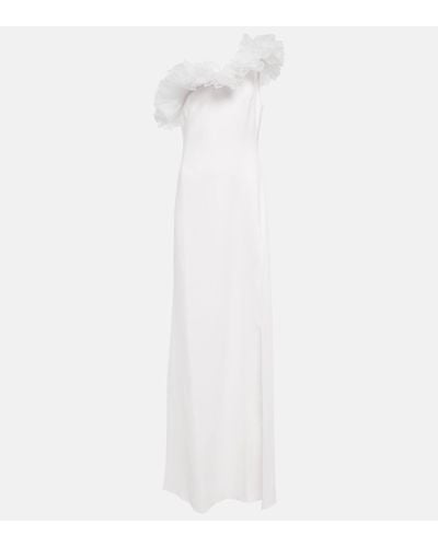 Giambattista Valli Tulle-trimmed Asymmetric Gown - White