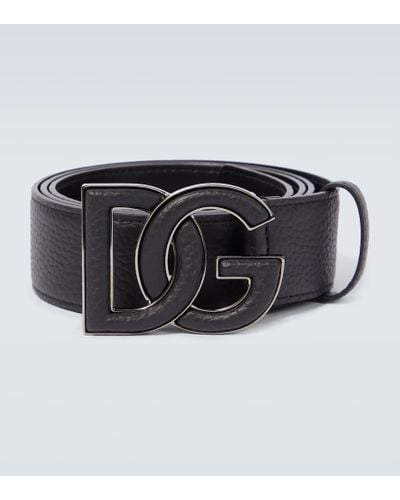 Dolce & Gabbana Cinturon DG de piel - Negro