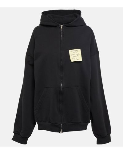 Balenciaga Sweat-shirt a capuche en coton - Noir