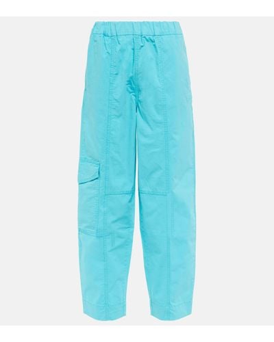 Ganni Cotton-blend Trousers - Blue