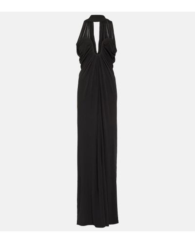 Saint Laurent Draped Jersey Gown - Black
