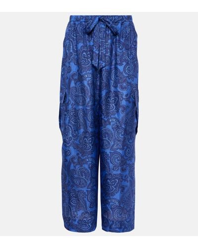 Zimmermann Ottie Paisley Silk Habotai Wide-leg Trousers - Blue