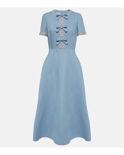 Valentino Crepe Couture Embellished Midi Dress - Blue