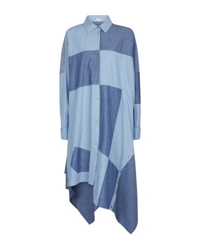 Loewe Patchwork Chambray Shirt Dress - Blue