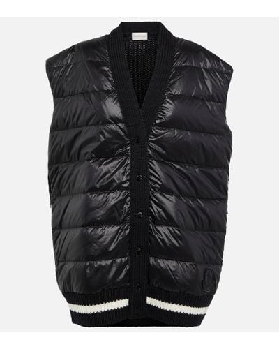 Moncler Quilted Wool-blend Vest - Black