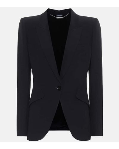 Alexander McQueen Blazer de crepe - Negro