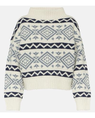 Ralph Lauren Polo Wool Blend Geometric Motif Sweater - Gray