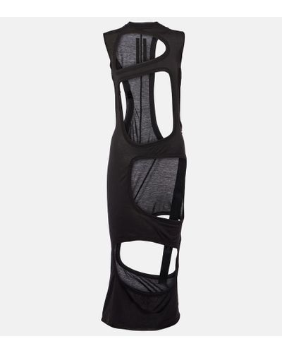 Rick Owens DRKSHDW - Abito midi in jersey di cotone con cut-out - Nero