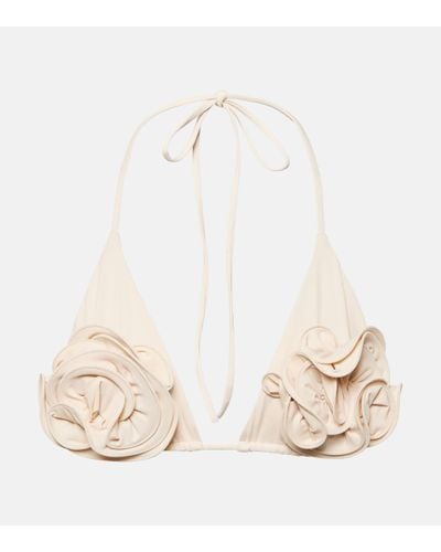 Magda Butrym Floral-applique Bikini Top - White