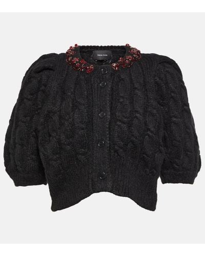 Simone Rocha Cable-knit Alpaca-blend Cardigan - Black