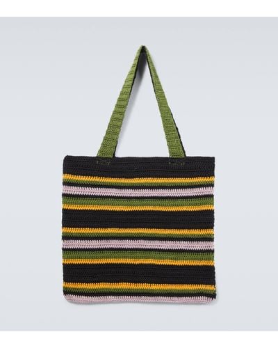 Bode Harbor Stripe Crochet Cotton Tote Bag - Multicolour