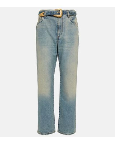 Balmain Jeans rectos con cinturon - Azul