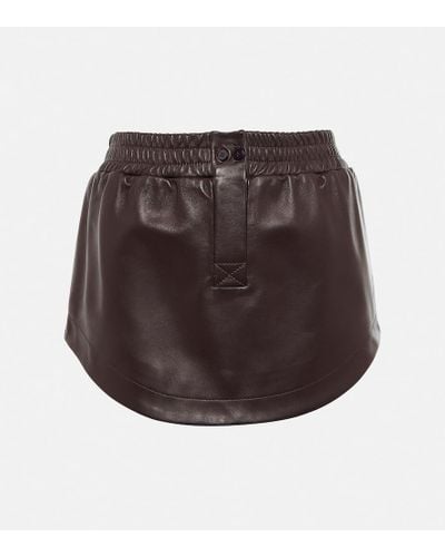 The Attico Leather Miniskirt - Brown