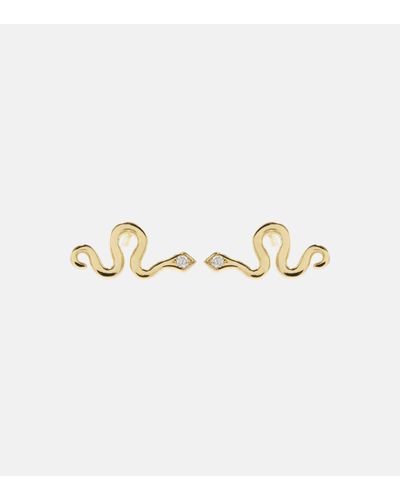 Ileana Makri Little Snake 18kt Gold Earrings With Diamonds - Metallic