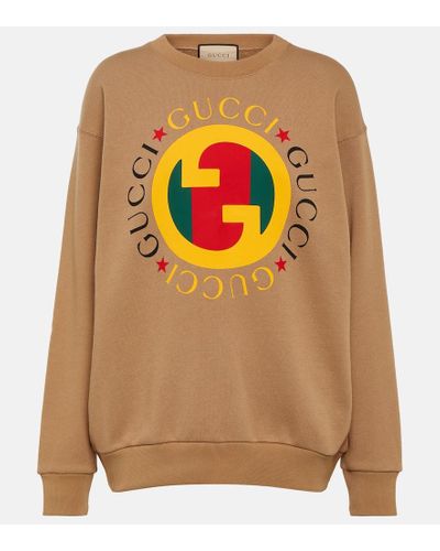 Gucci Sudadera en jersey de algodon estampada - Naranja
