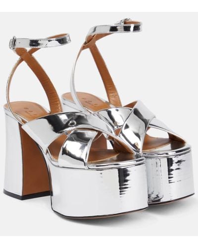 Marni Mirrored Leather Platform Sandals - Metallic