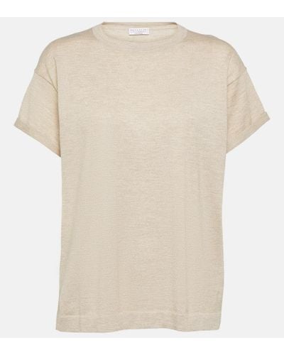 Brunello Cucinelli Camiseta de cachemir y seda - Neutro