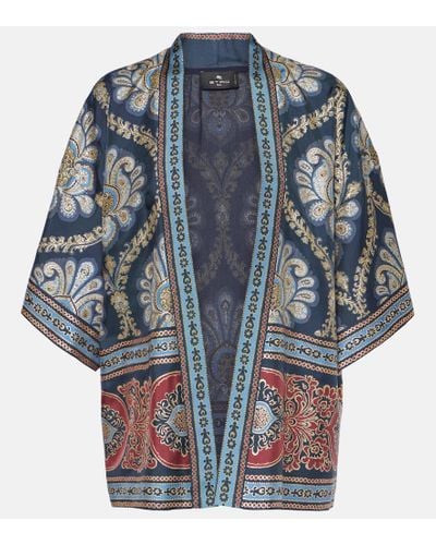 Etro Printed Silk Jacket - Blue
