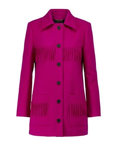 Saint Laurent Fringed Wool And Cashmere Jacket - Purple