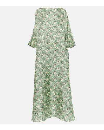 La DoubleJ Muumuu Printed Cotton Midi Dress - Green