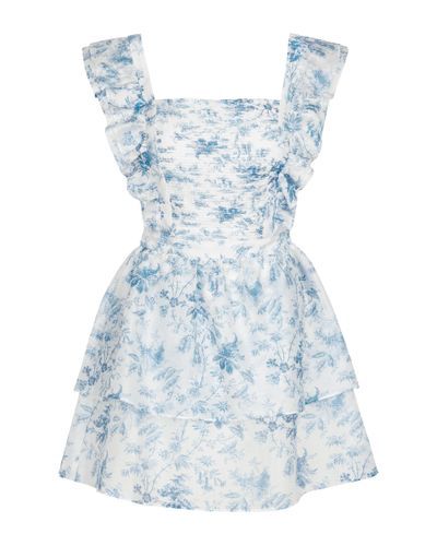 Sir. The Label Exclusive To Mytheresa – Clementine Cotton And Silk Minidress - Blue