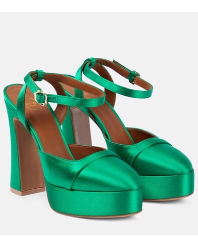 Malone Souliers Mora Satin Platform Court Shoes - Green