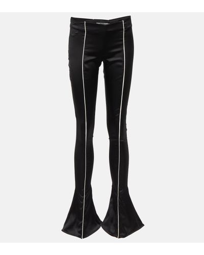 DIDU Low-rise Flared Silk Satin Trousers - Black
