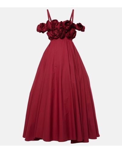 Giambattista Valli Robe longue en coton a fleurs - Rouge