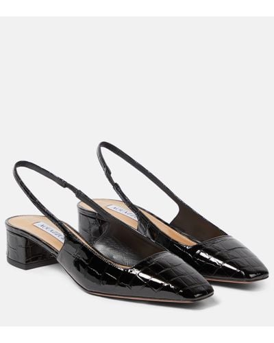 Aquazzura Ginza 35 Patent Leather Slingback Court Shoes - Black