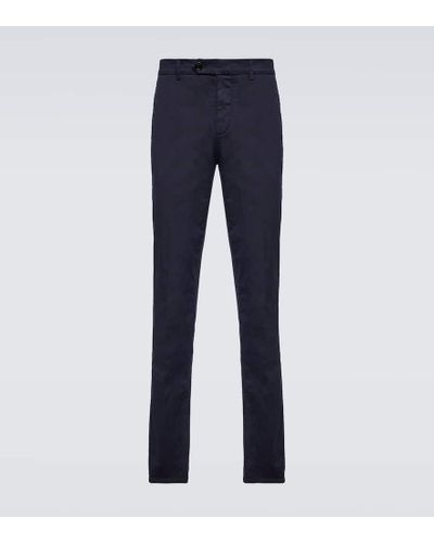 Brunello Cucinelli Pantalones slim en gabardina de algodon - Azul